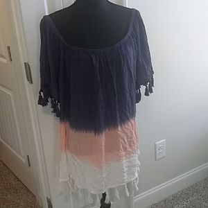 Plus size tie dye blouse with tassels